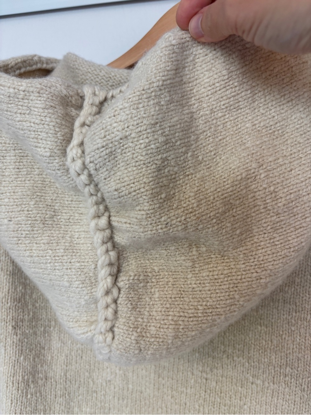 Boho Indie Handmade Hooded Open Cardigan Size Medium Knit Festival Rare Wool - Picture 4 of 8